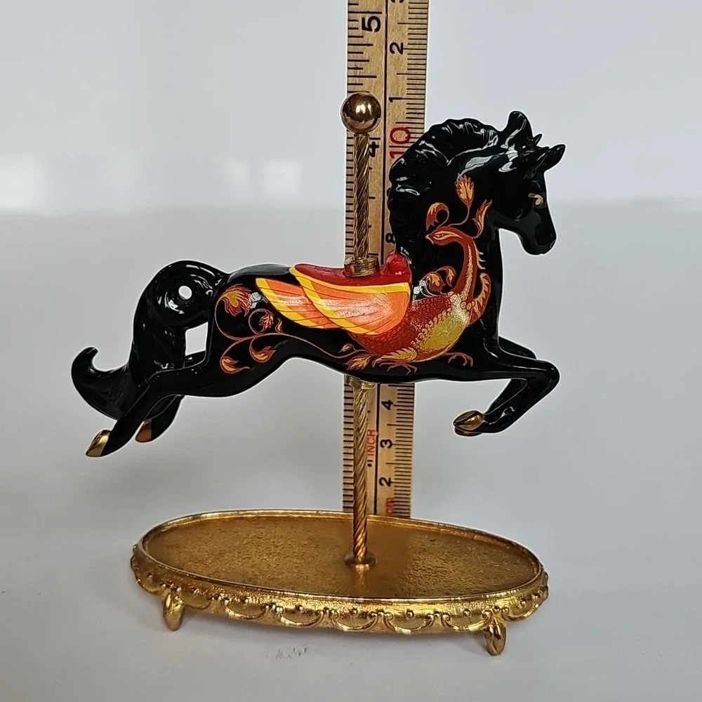 The World of Carousel Horses Russian Lacquer Horse Gold Porcelain‎ COA M1040